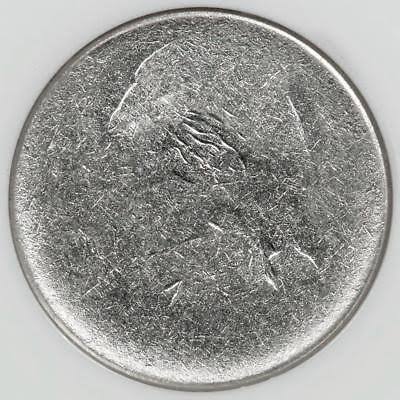 1997-D Jefferson nickel die adjustment strike error showing shallow, weakly impressed design across the entire coin surface due to insufficient striking pressure